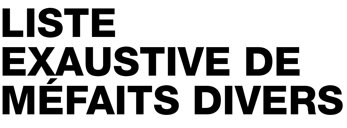 LISTE EXAUSTIVE DE MÉFAITS DIVERS